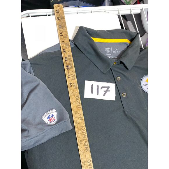 Nike Men's 2XL Black Gray Polyester Polo Shirt - Dri Fit Steelers NFL - Picture 2 of 8